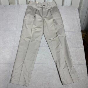 Lee Mens Double Pleat Dress Pants Khaki Beige Relaxed Fit Wrinkle Free 30X30 NWT